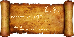 Berecz Villő névjegykártya